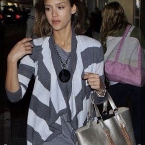 Long Stripe sweater with button front